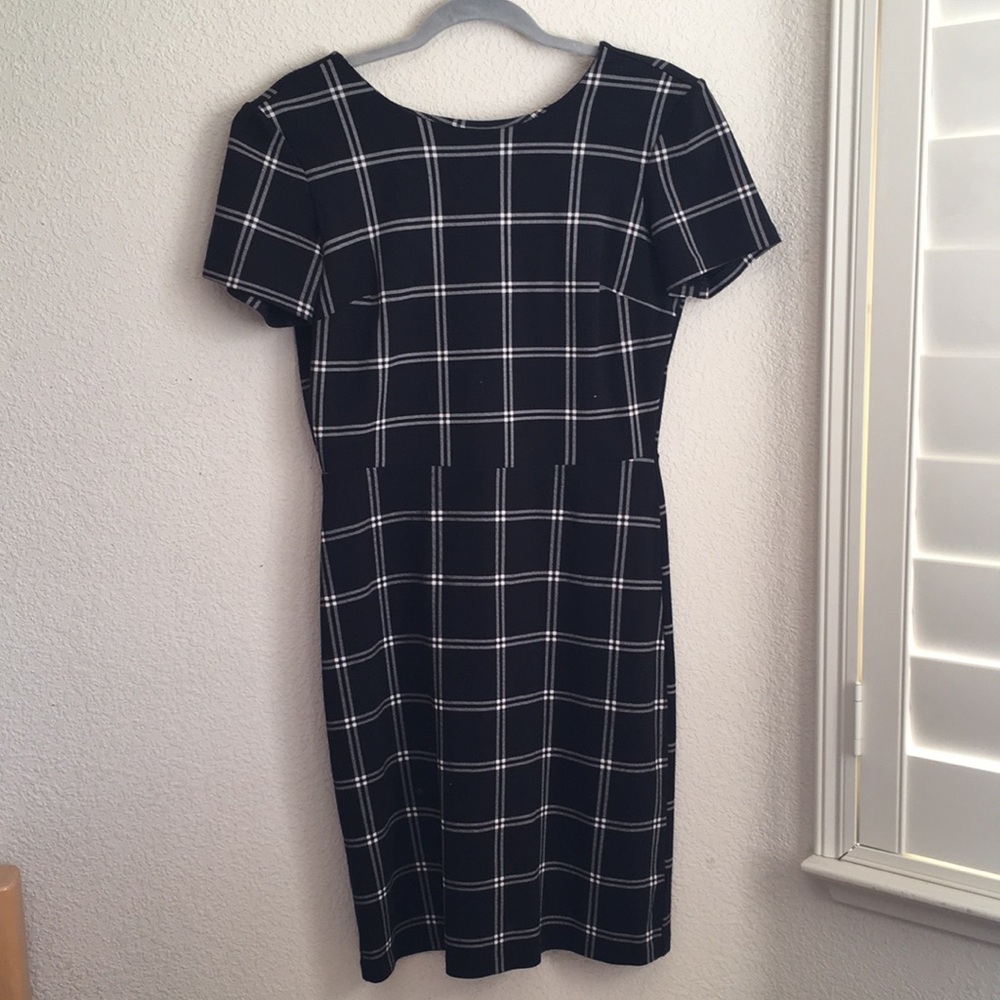 Black and White Windowpane Sheath Dress